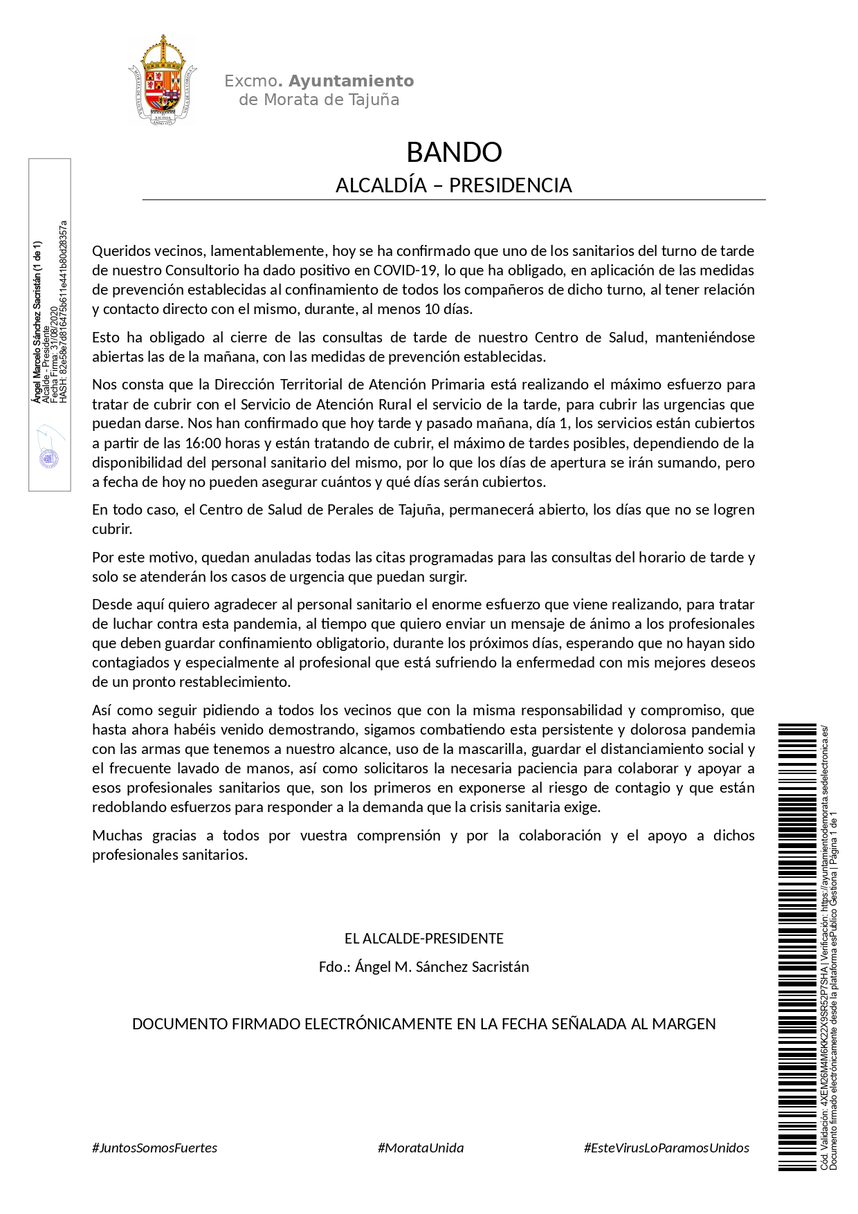 20200831 Resolución BANDO CIERRE TARDE CENTRO DE SALUD SEPTIEMBRE